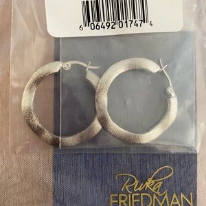 Rivka Friedman satin silver wave hoop earrings